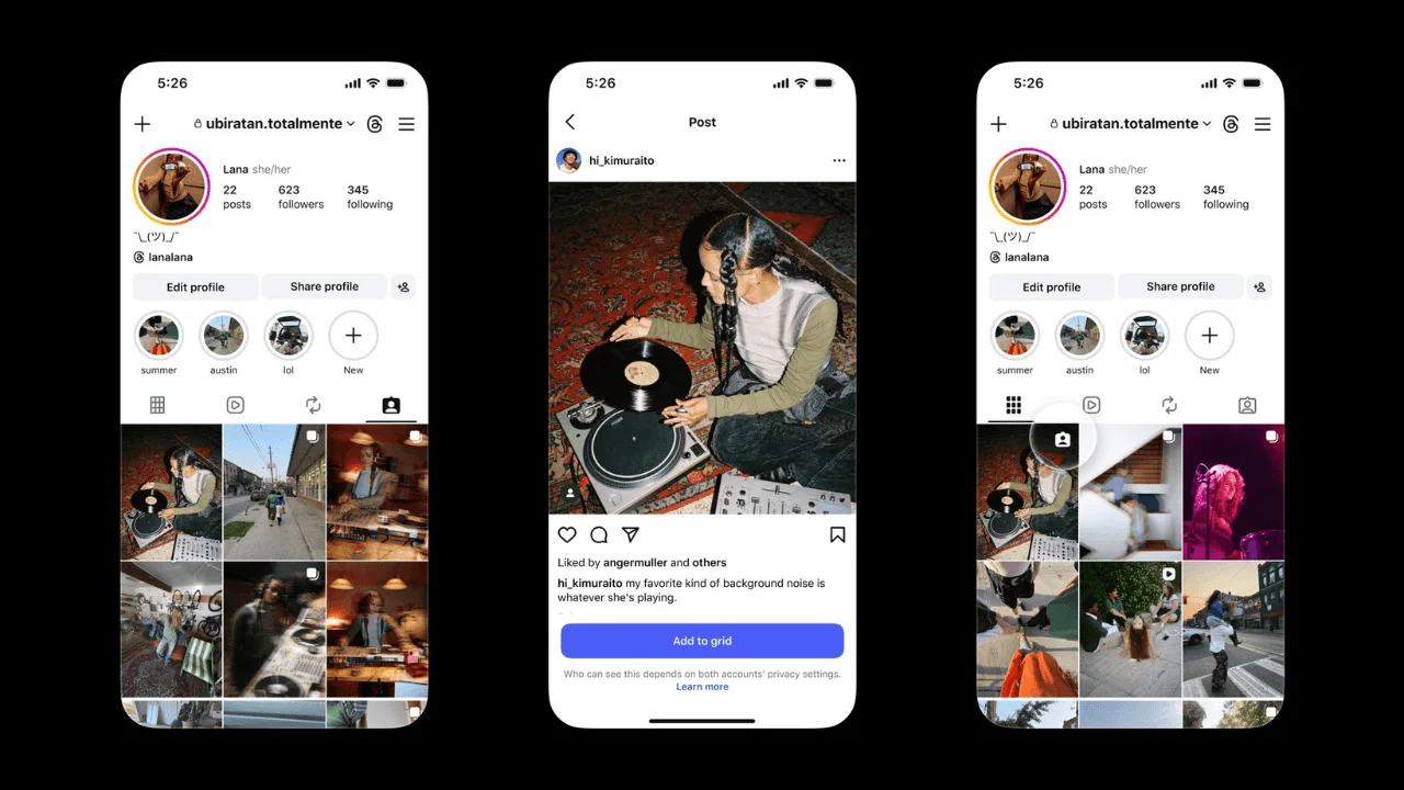 Instagram, etiketlendiğiniz gönderileri profilinize ekleyebilmenize izin veriyor.