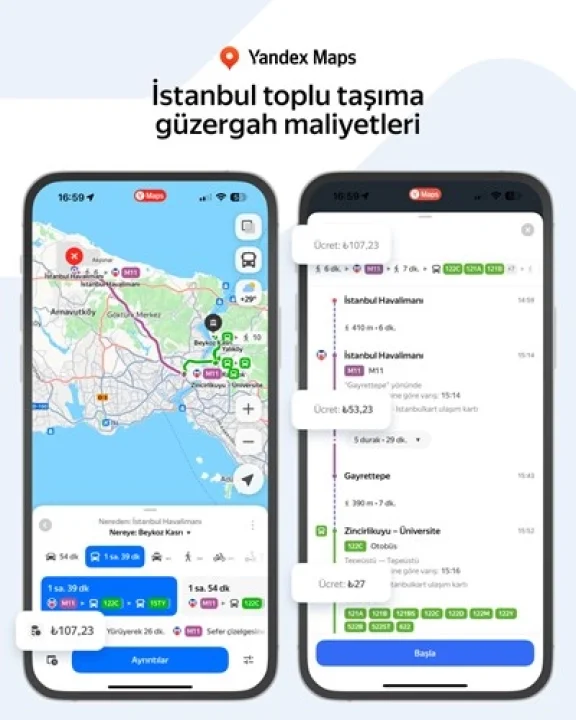 Yandex Maps, İstanbul’da Toplu Taşıma Ücretlerini Göstermeye Başladı